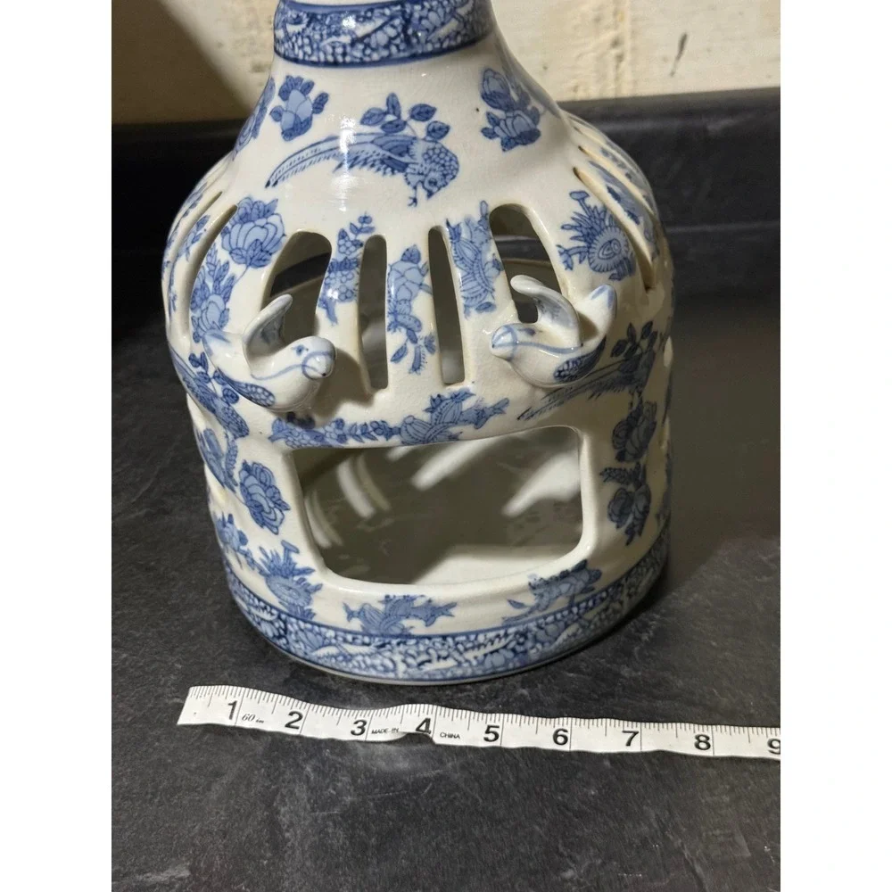 Victoria Ware Ironstone Blue White Birdcage Candle Lantern Chinoiserie